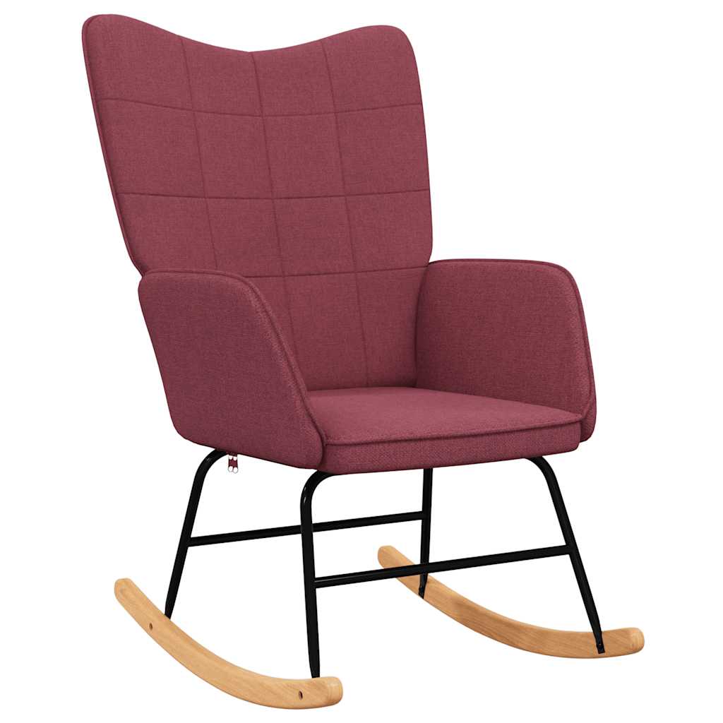 Rocking Chair with Footstool Fabric Burgundy