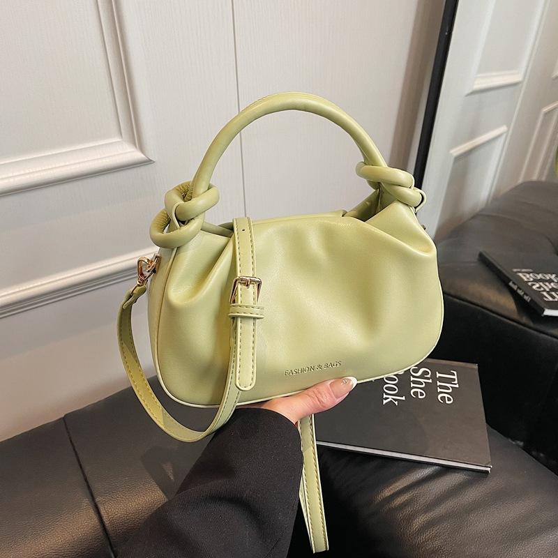 Korean version of fashionable portable women's bag 2025 spring new simple pleated small square bag versatile shoulder messenger bag