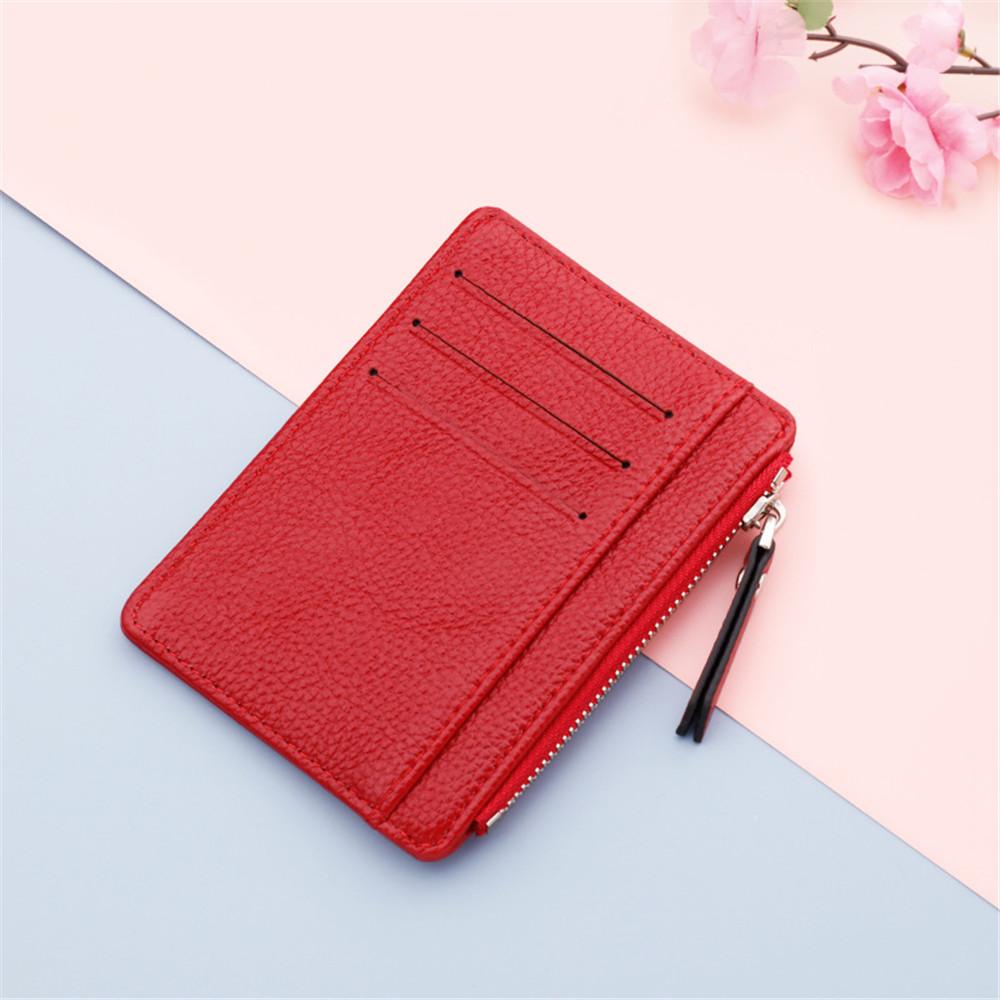 Slim Wallet Purse PU Leather Women Men Card Holder Unisex Zipper Business Card Case Credit Mini Bank Cards Holder Gift Wallet