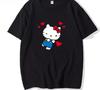 New Arrival Hello Kitty Spring Summer Women T Shirt American Loose Fit Roundneck Shortsleeve Tshirt Versatile Tops