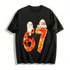 Food Themed Number 67 Graphic Print Casual Top Pure Cotton T-shirt