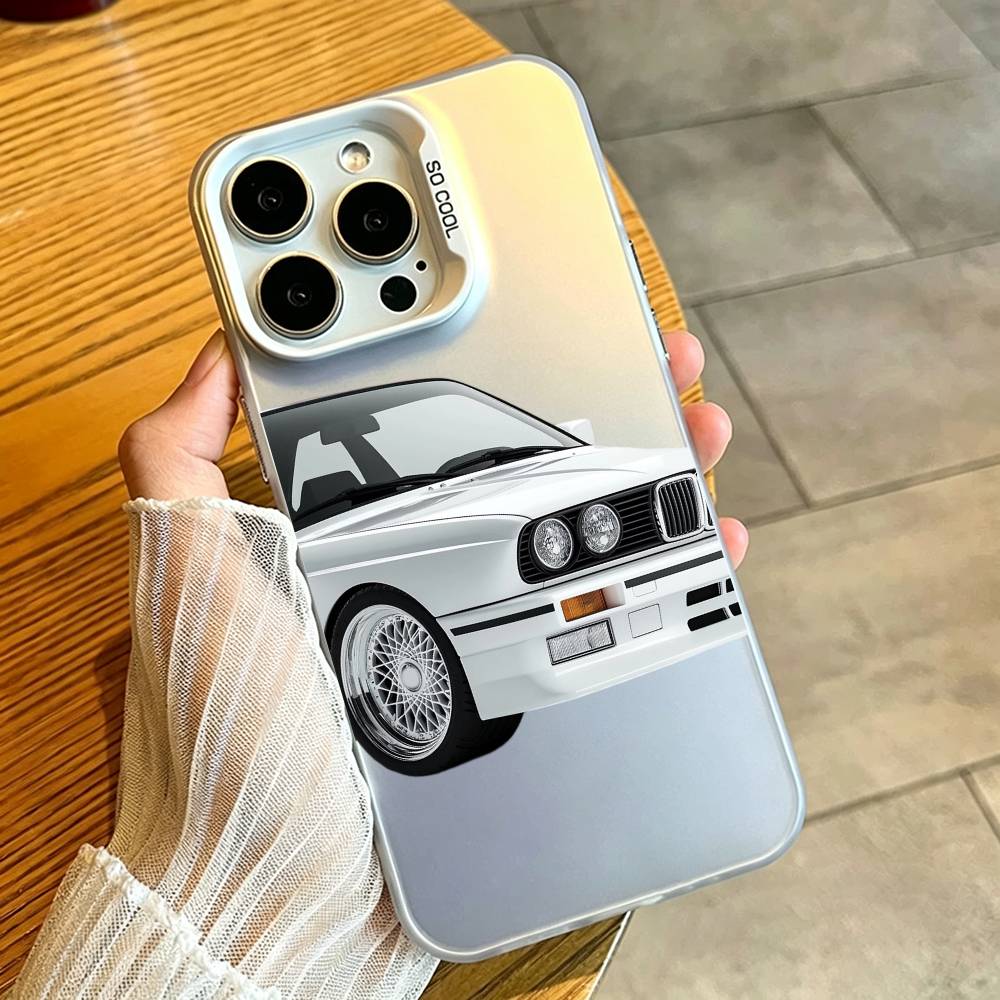 E30 CAR Phone Case For iPhone 17,16,15,14,13,12,11 Plus,Pro Max,XS,Colorful Silver White Cover