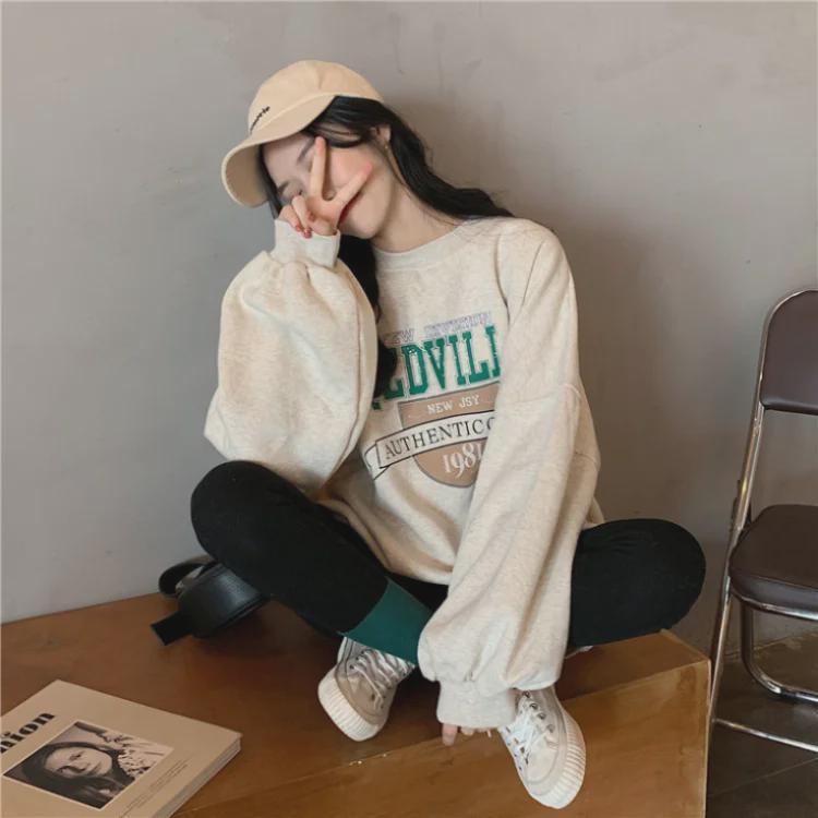 Plüschiger, verdickter, lockerer Rundhals-Langarmpullover - Damen Herbst/Winter Koreanischer Stil Studentenoberteil.
