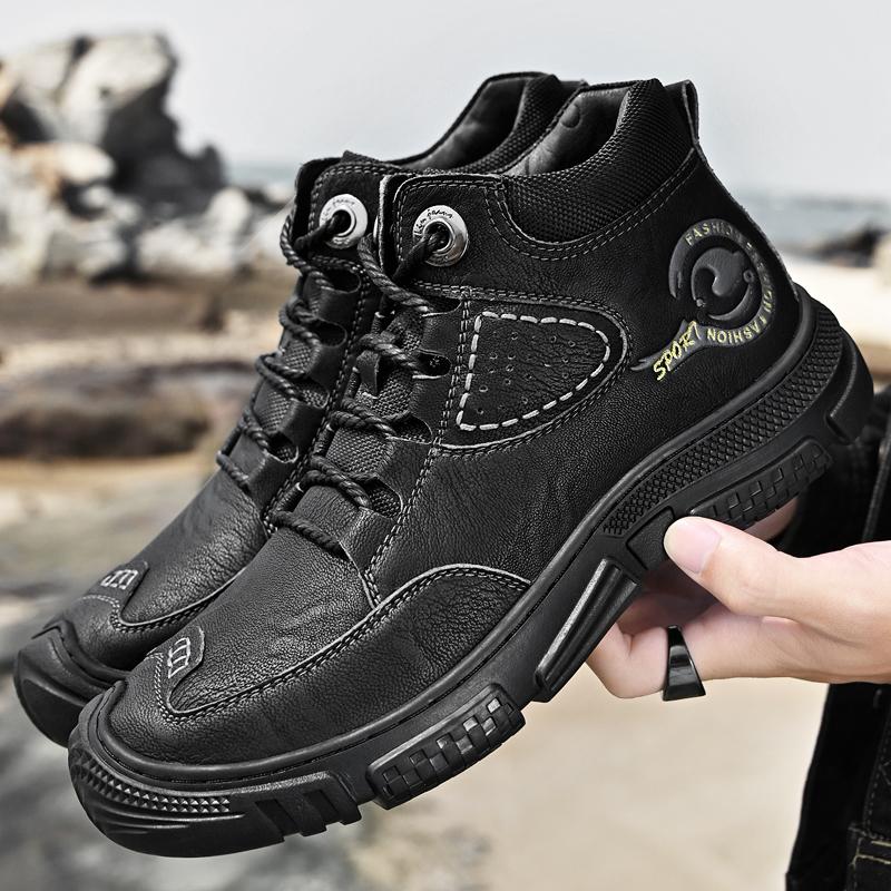 

trend Men s Hiking Sneakers Flexible Outdoor Shoes Water Proof Anti-collision Flat Safety Footwear Thick Bottom High Top Wild Non-slip