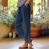 Spring Summer New Women Solid Cotton Linen Wide Leg Pants, Elastic Waist Loose Casual Trousers, Breathable Daily Fashion Bottoms