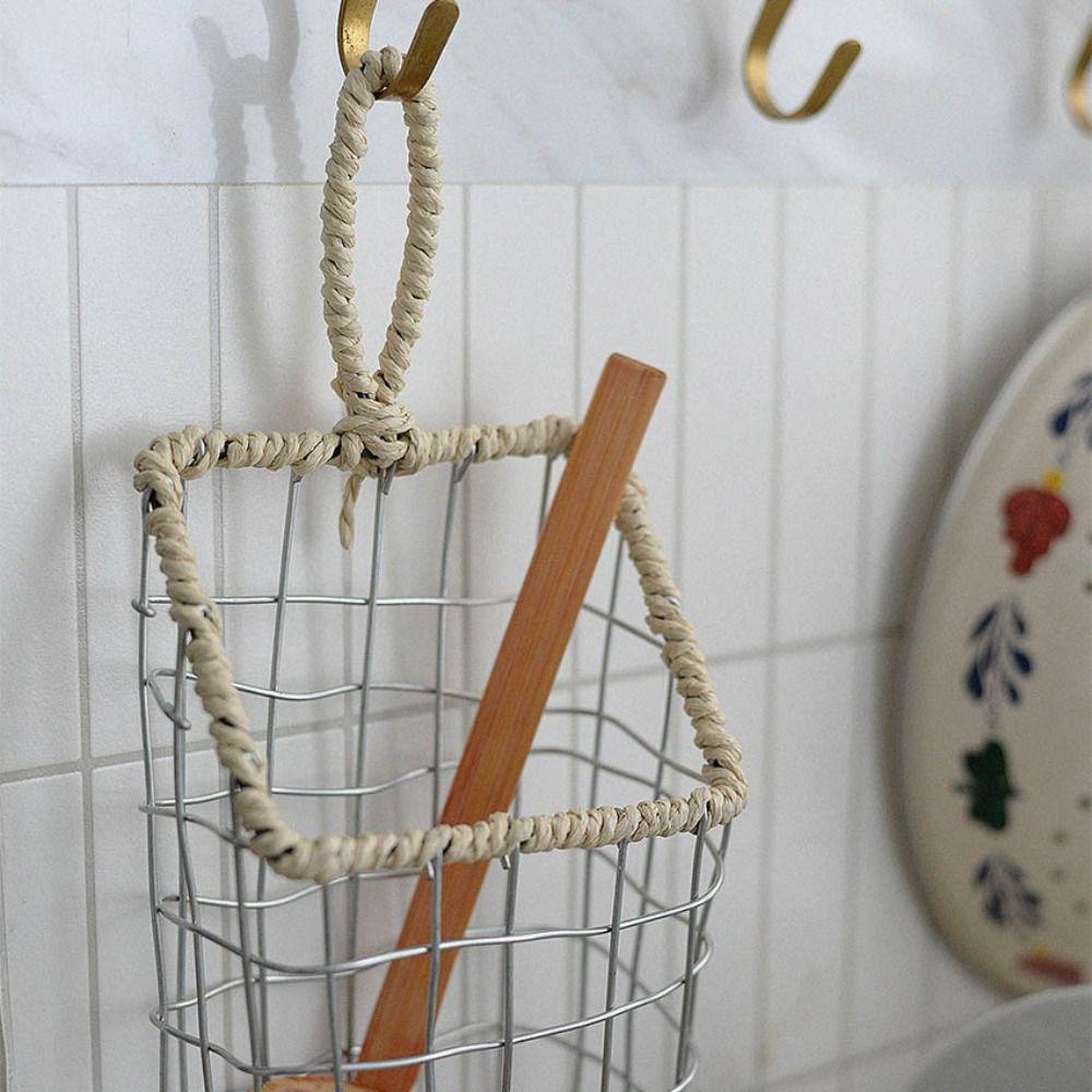 Nordic Kitchen Wall Organizer Metal Cabinet Storage Basket Small Stuff Snacks Support