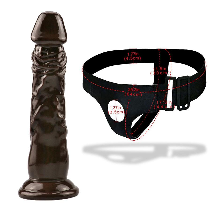Brown Dual Ended Strapon Ultra Elastic Harness Belt Strap on Dildo Adult Sex Toys for Woman Couples Anal Soft Dildos Adult Toy
