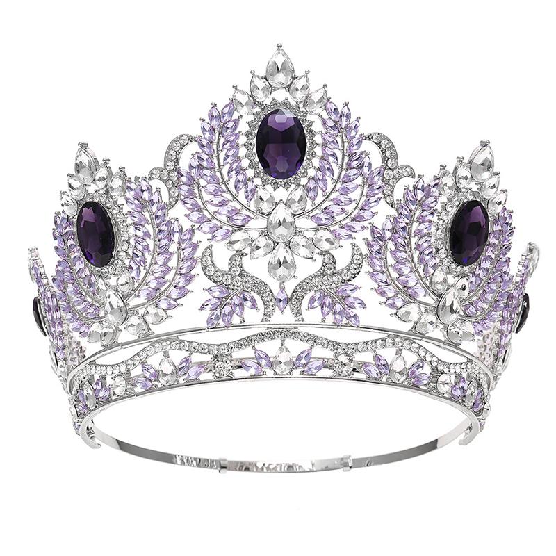 Baroque Big Diadem Rhinestone Crystal Tiaras for Queen Bridal Wedding Head Jewelry Large Crown Pageant Bride Headwear