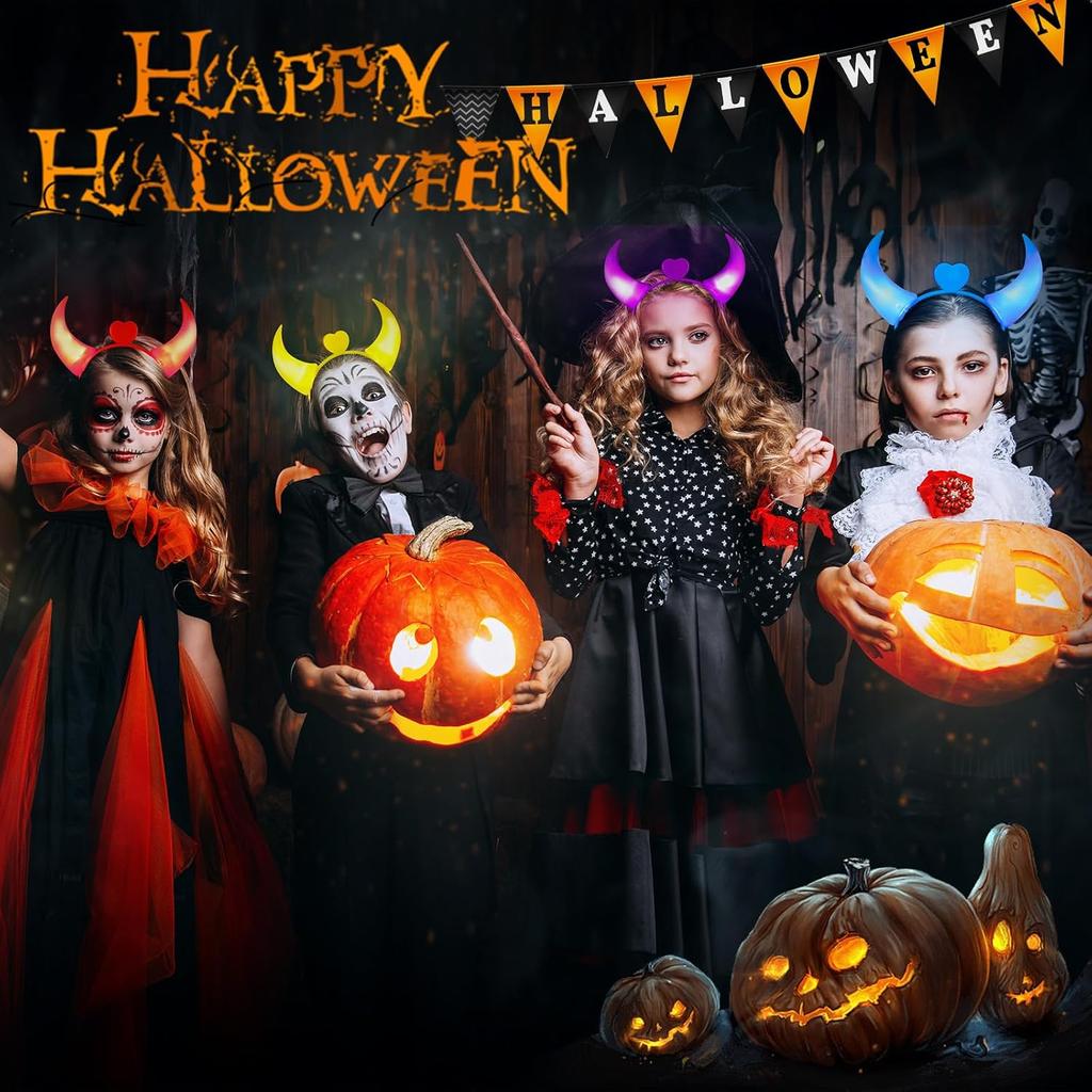 5 ks čertovských rohů Rozsvěcující čelenka LED čertovské rohy Čelenka Blikající Děti Dospělí Halloween & Vánoční párty Dekorace