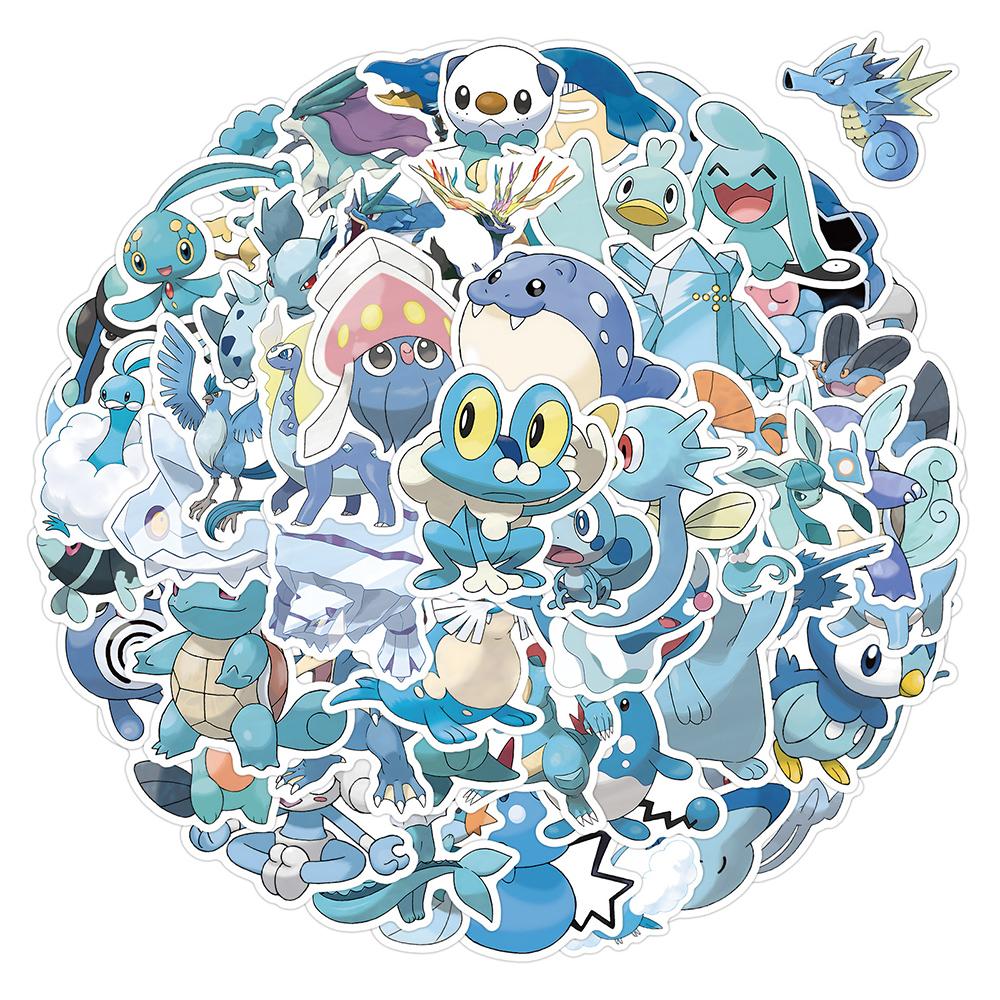 10/30/50pcs Blue Cute Stickers Kawaii Pikachu Anime Decal DIY Nootebook Suitcase Water Bottle Cartoon Graffiti Sticker