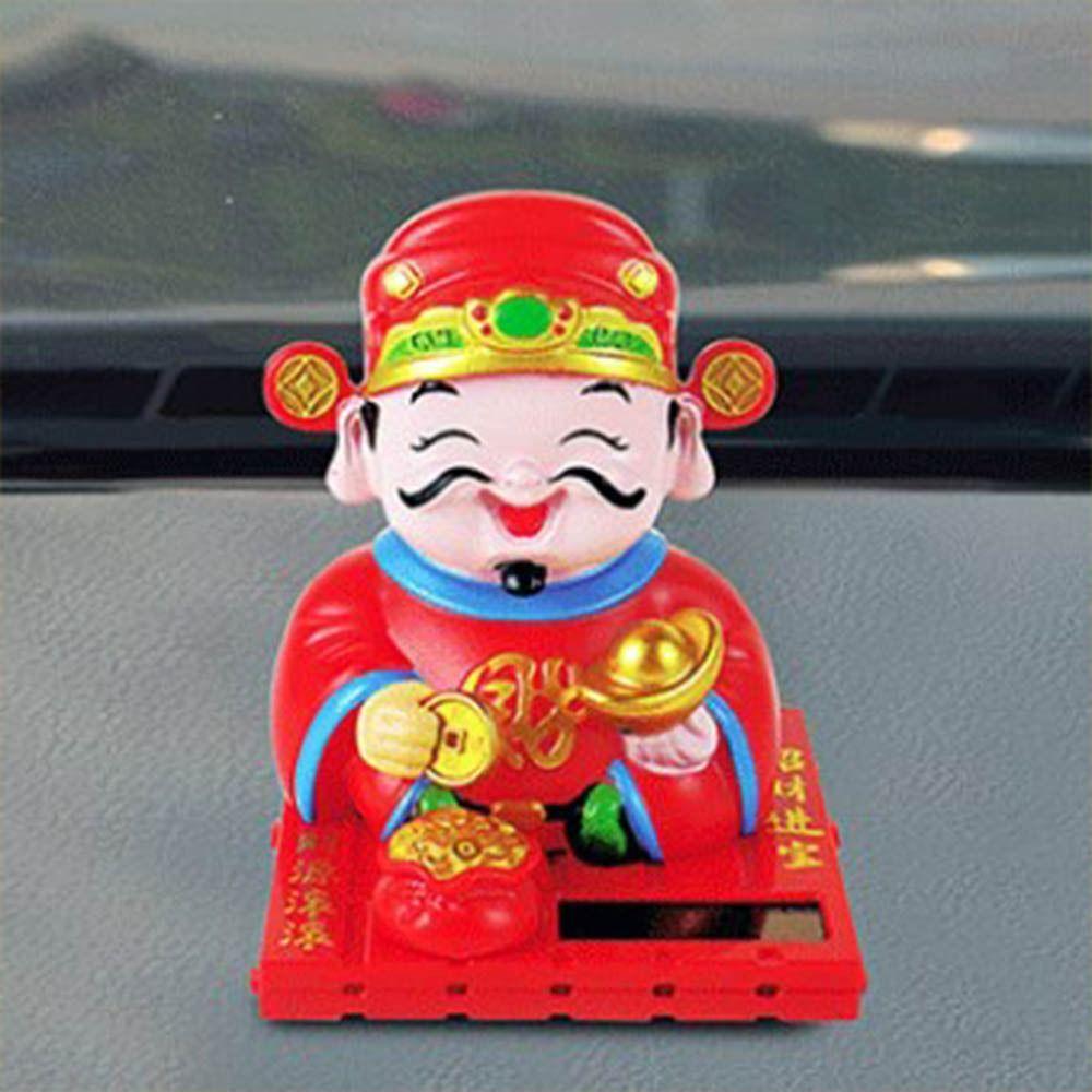 Handcrafts Desktop Wealth Coming Statue Decorative Solar Shaking Head Toys  Desktop Mascot
