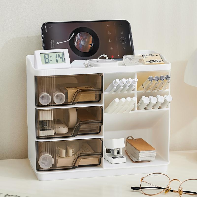 1pc Desktop Stationery Storage Box, Multi-layer Large Space Design, Easy To Organize All Kinds of Stationery