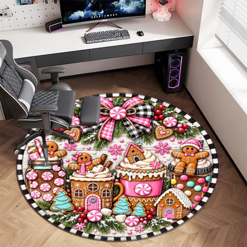 Cute cartoon gingerbread man Christmas gift rug home soft decorative anti-slip yoga table and chair mat carpet outdoor floor mat carpet Y1