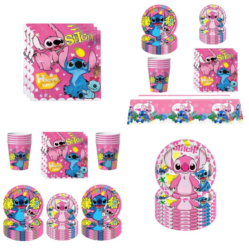 Lilo Stitch Party Supplies Set With Paper Plates Cups Napkins Tablecloth For Kids Birthday Decor