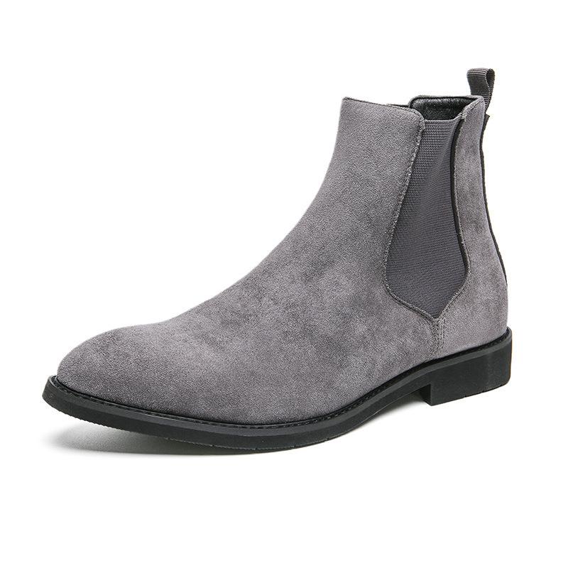 Men's Large Size High Top Men's Boots Business Casual Fashion Chelsea Boots Suede Vintage British Youth Leather Shoes