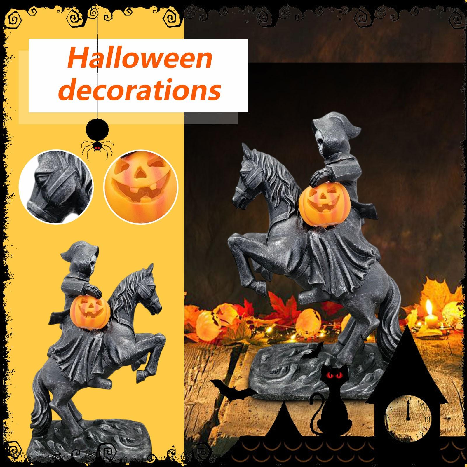 

Хэллоуинское украшение, Украшение в виде всадника на лошади и держащего голову-тыкву One Size