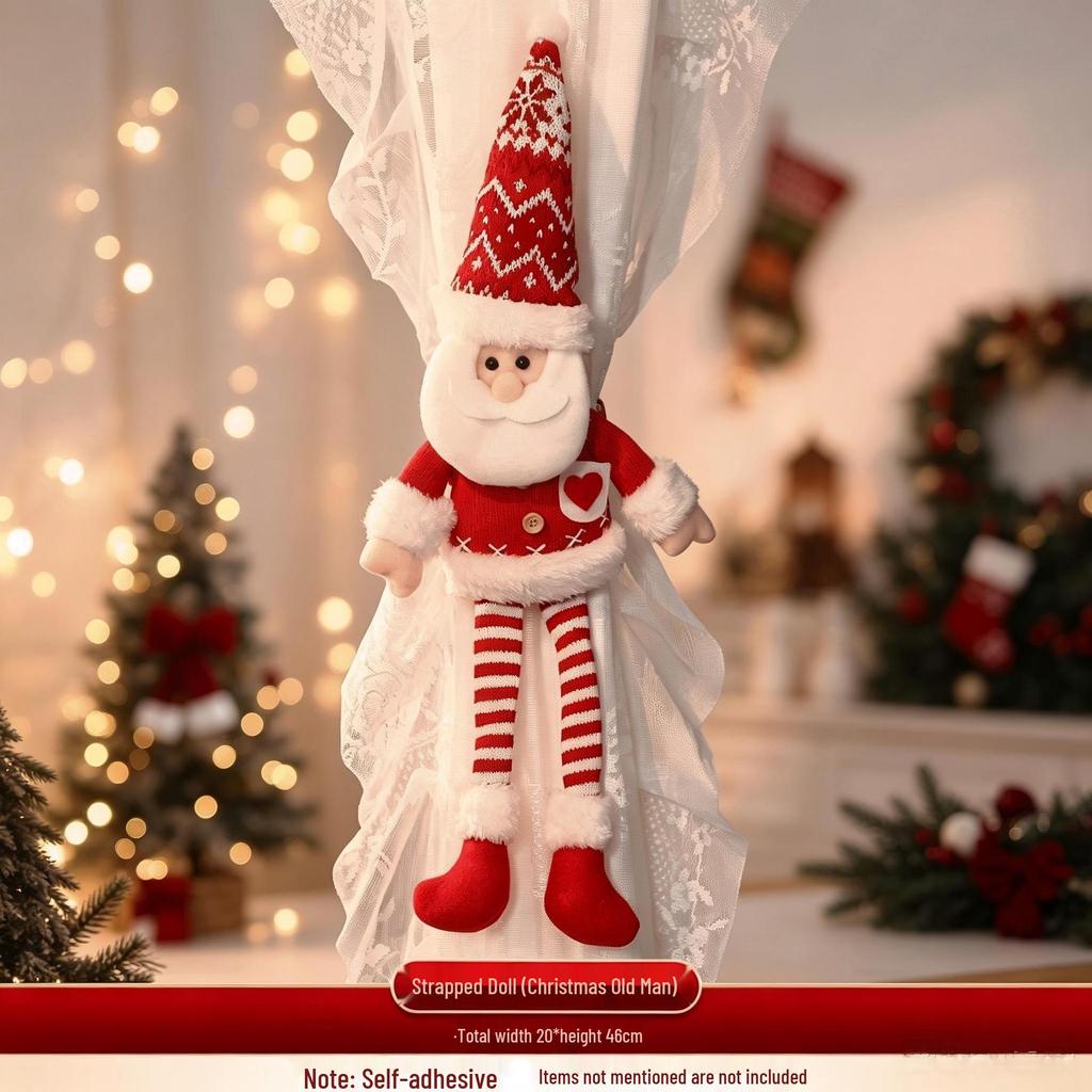 Christmas Curtain Tie-Back Cartoon Doll Decoration for Windows