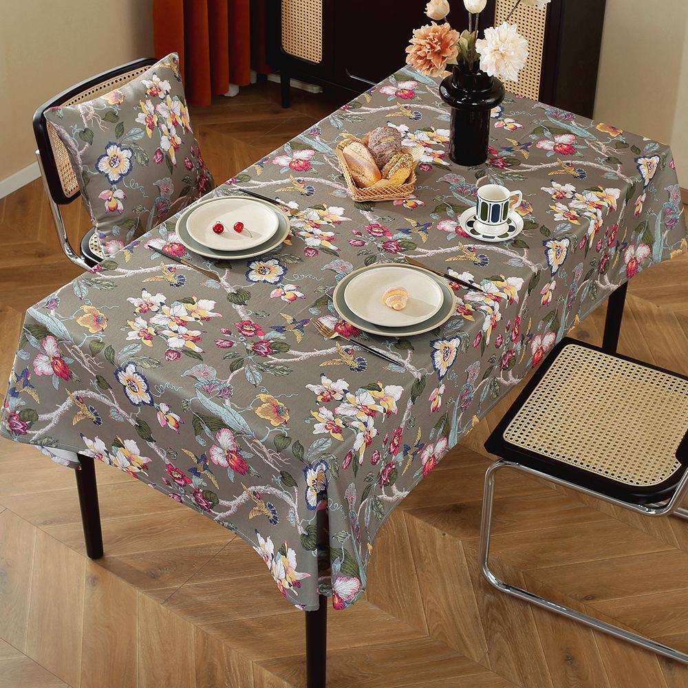 New Chinese Tablecloth Cotton and Linen Wind Flower and Bird Print Zen Tea Table Tablecloth Coffee Table Mat