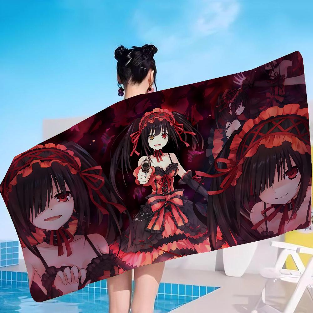 Tokisaki Kurumi Bath Towel Microfiber Soft Water Absorbing Breathable For Girl Kids Decorative Cartoon Beach Towel