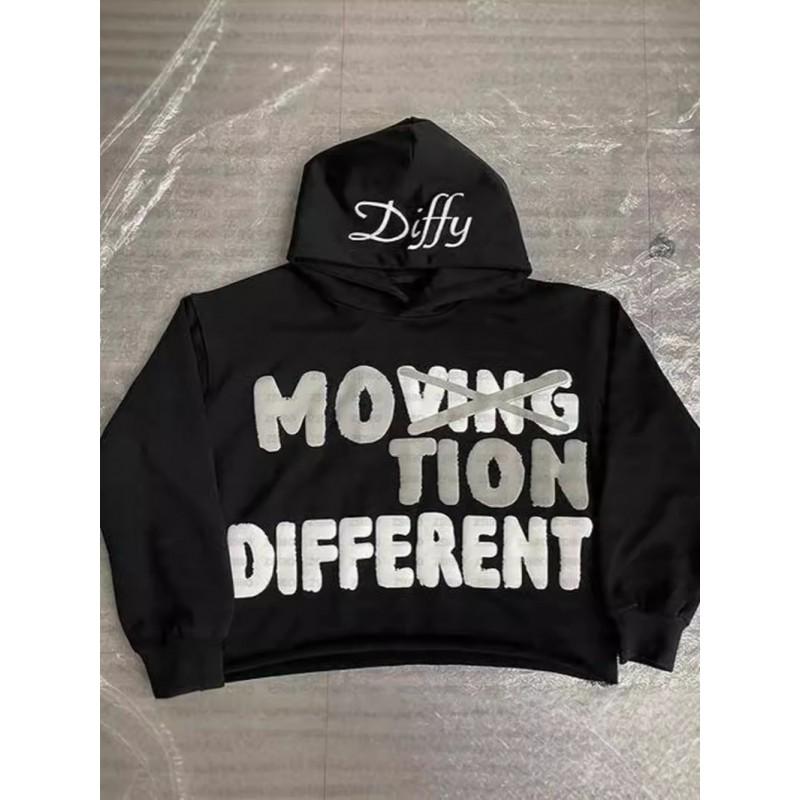 Unisex Oversized Hooded Sweatshirt With 3D Digital Print Streetwear Vintage Style Long Sleeve Zipper Front