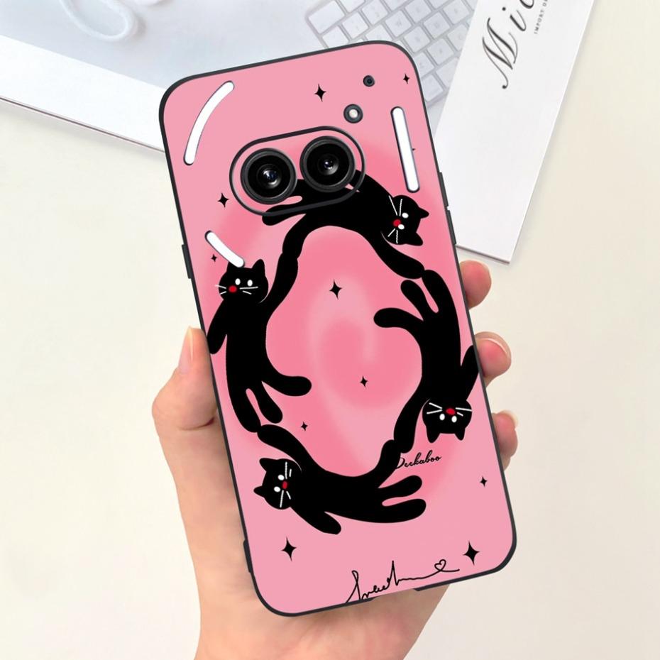Für Nichts Telefon (2a) (2) Schwarze Silikon-Schutzhülle Für Nothing Phone2 Phone 2a Niedliche Cartoon-Weichschalen