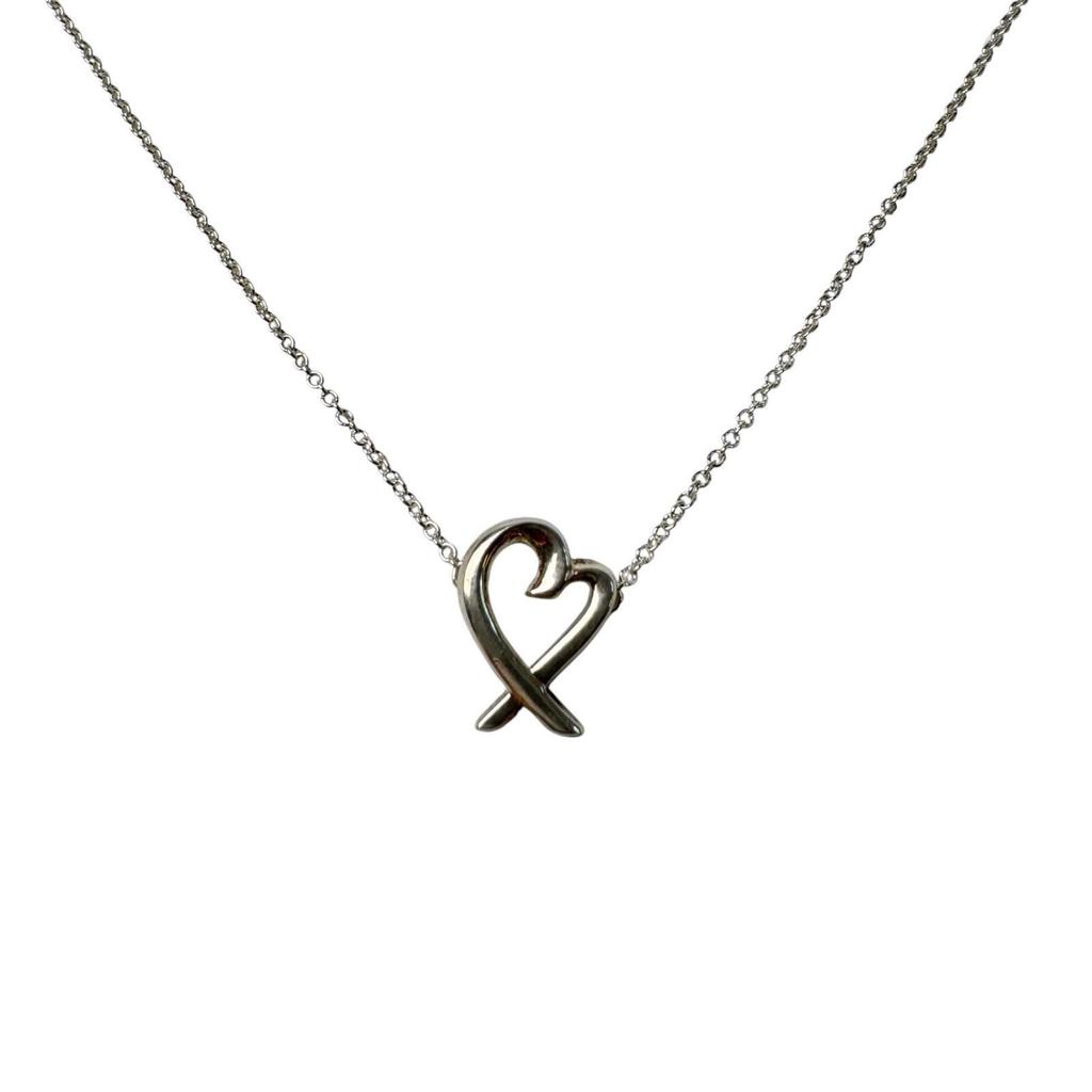 Used Tiffany Tiffany Loving Heart Necklace Silver 925 Women's