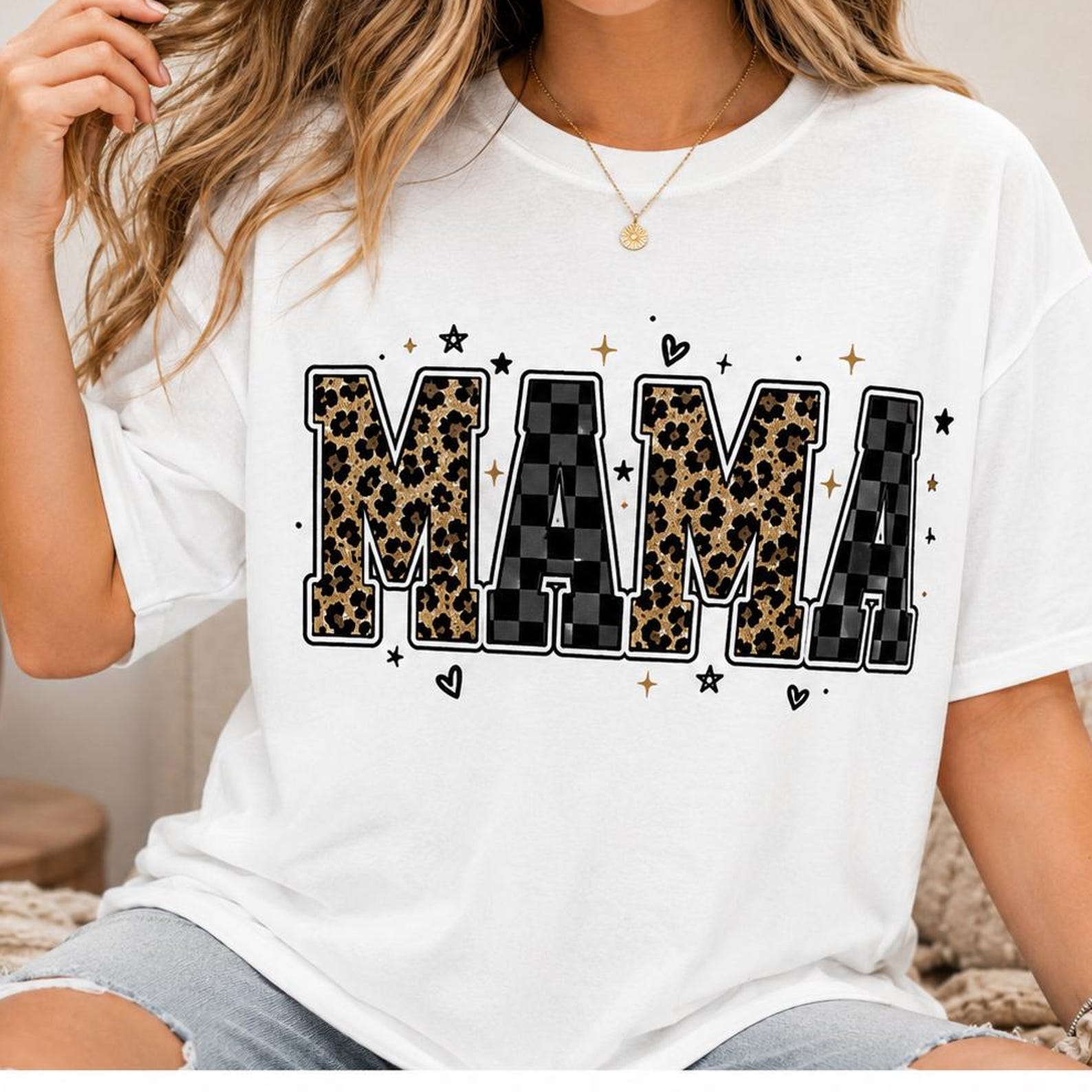 Mama Leopard Checkerboard Shirt, Comfort Colors Mama Tee, Trendy Mom Graphic T Shirt, Minimalist Mama Shirt, Mother s Day Gift for Mom L