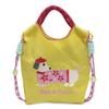 High round embroidered shopping bag, nylon waterproof tote bag, environmentally friendly folding portable shoulder bag.