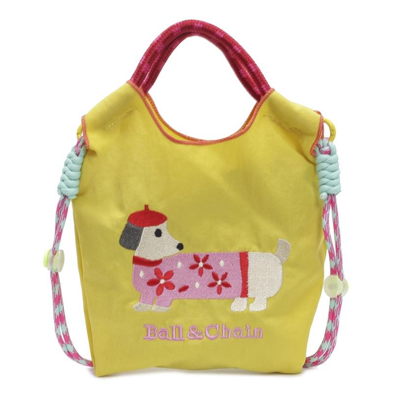 High round embroidered shopping bag, nylon waterproof tote bag, environmentally friendly folding portable shoulder bag.