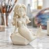 Fish Scale Texture Statue 3D Printed Mermaid Action Figure, Dark Gothic Style Figurine with Matte Black Finish, Movable Joints Wavy Hair Design & Wide
