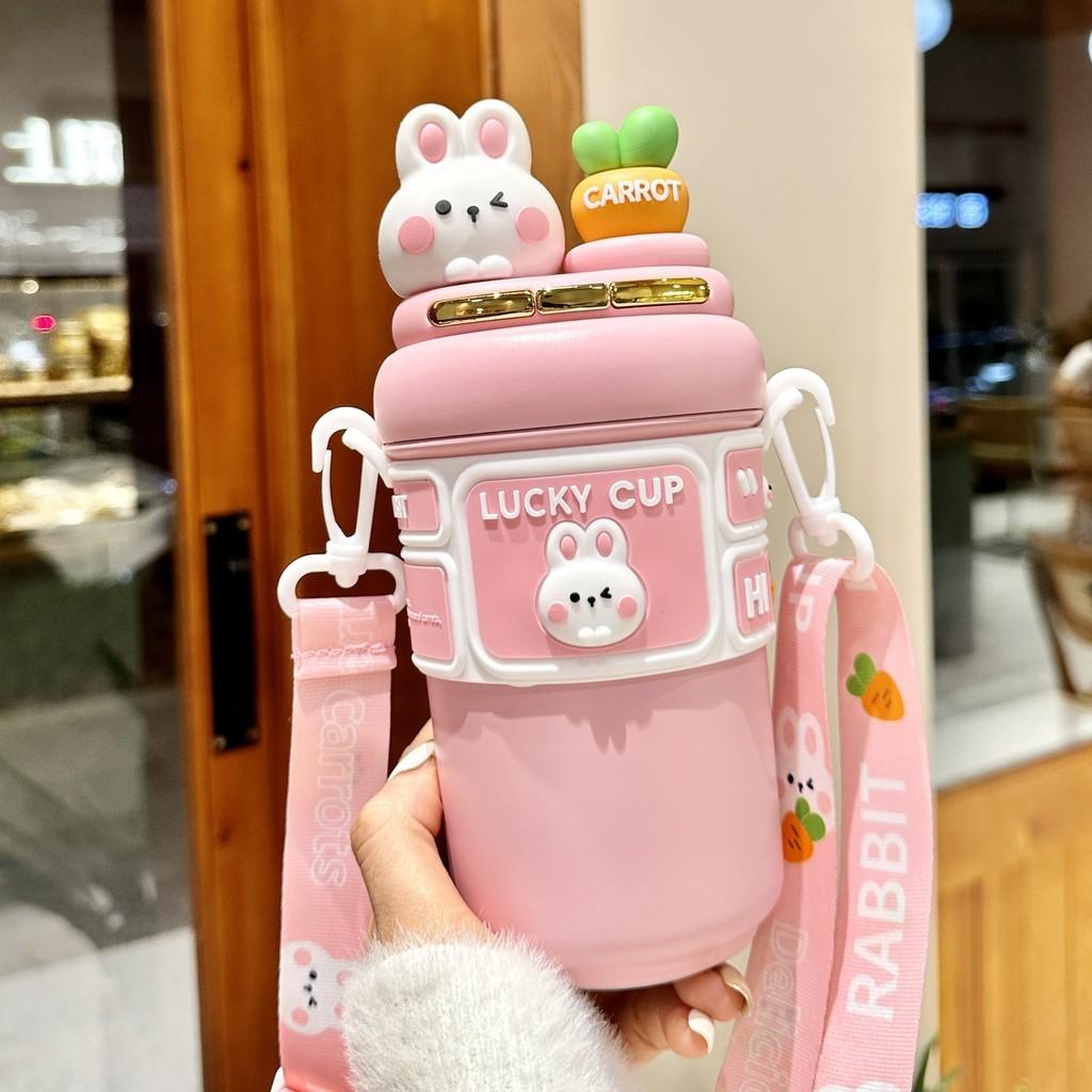 Capybara Childrens Insulated Water Bottle With Straw Lock For School And Travel