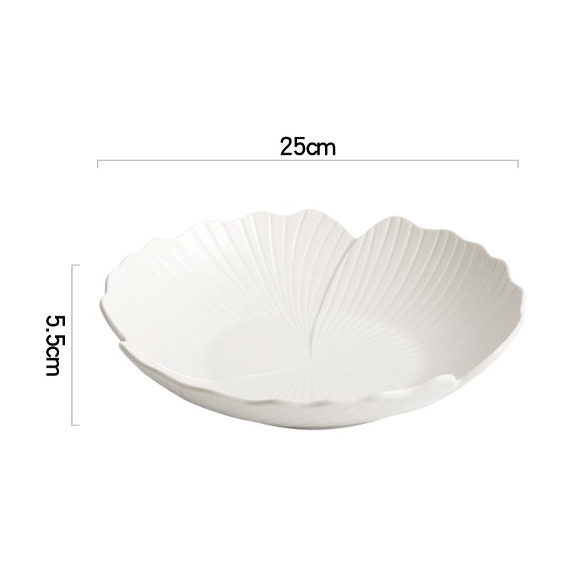 Ceramic Salad Plate Flower Shape Solid Color Tableware Soup Basins Soup Bowl Hotel Restaurant Snack Dessert Tray Vegetable Plate