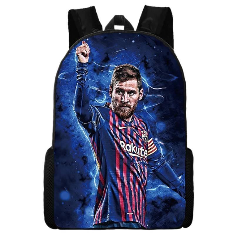 2024 New Mbappe Messi Ronaldo Neymar Football Print Backpack Lunch Bag Pencil Case Set Durable Polyester Cute Geometric Design