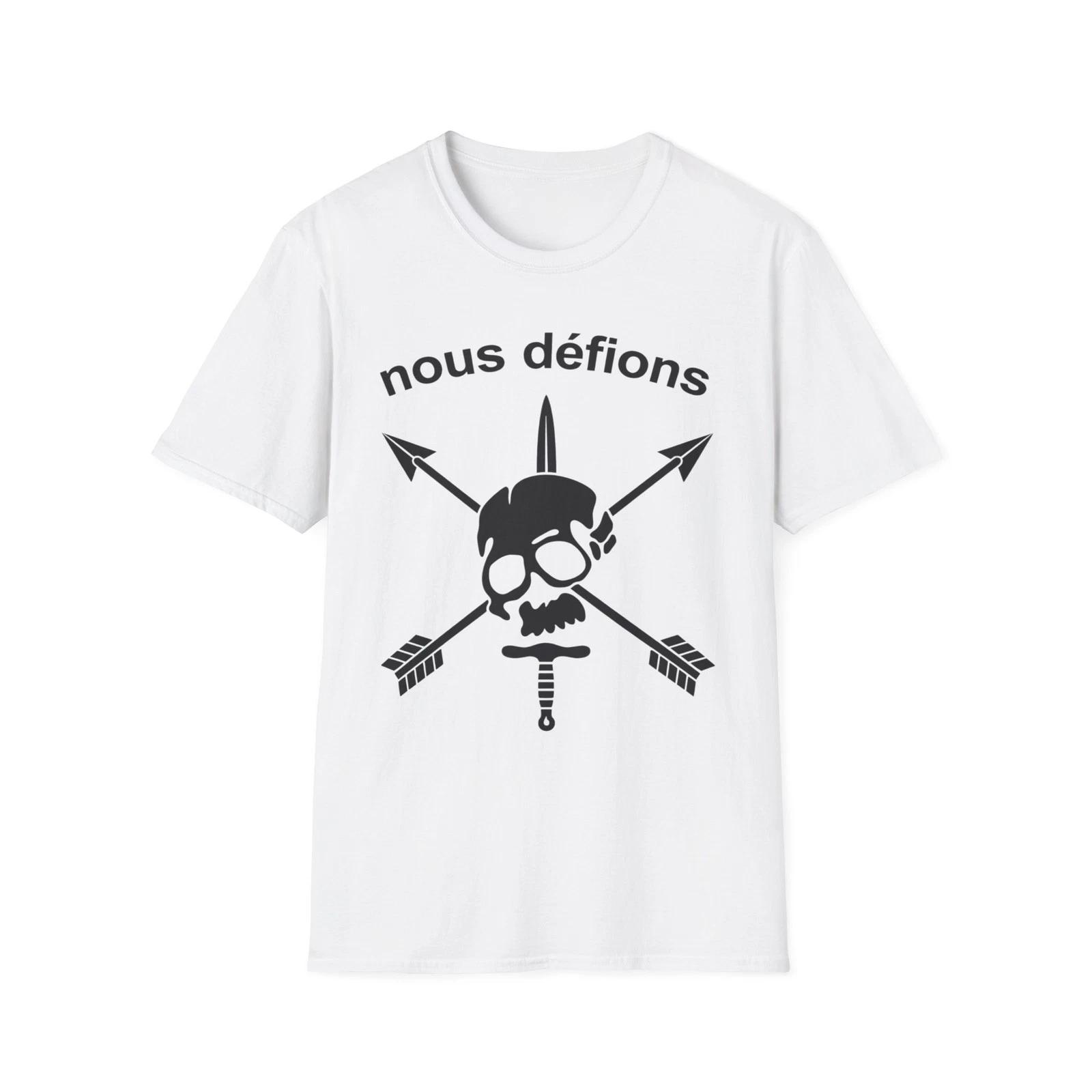 WW2 French Resistance Inspired T-Shirt Nous défions with skull and crossed bones 4XL