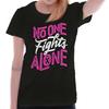 No One Fights Alone Breast Cancer Support Womens Top Junior Graphic Tee