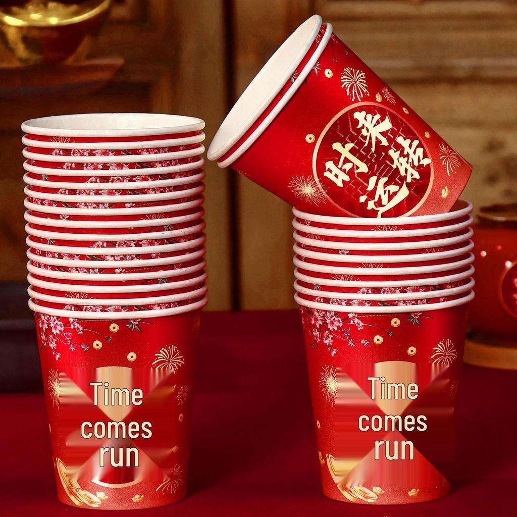 2026 Year of the Horse Festive Disposable Paper Cups for New Year and Spring Festival
