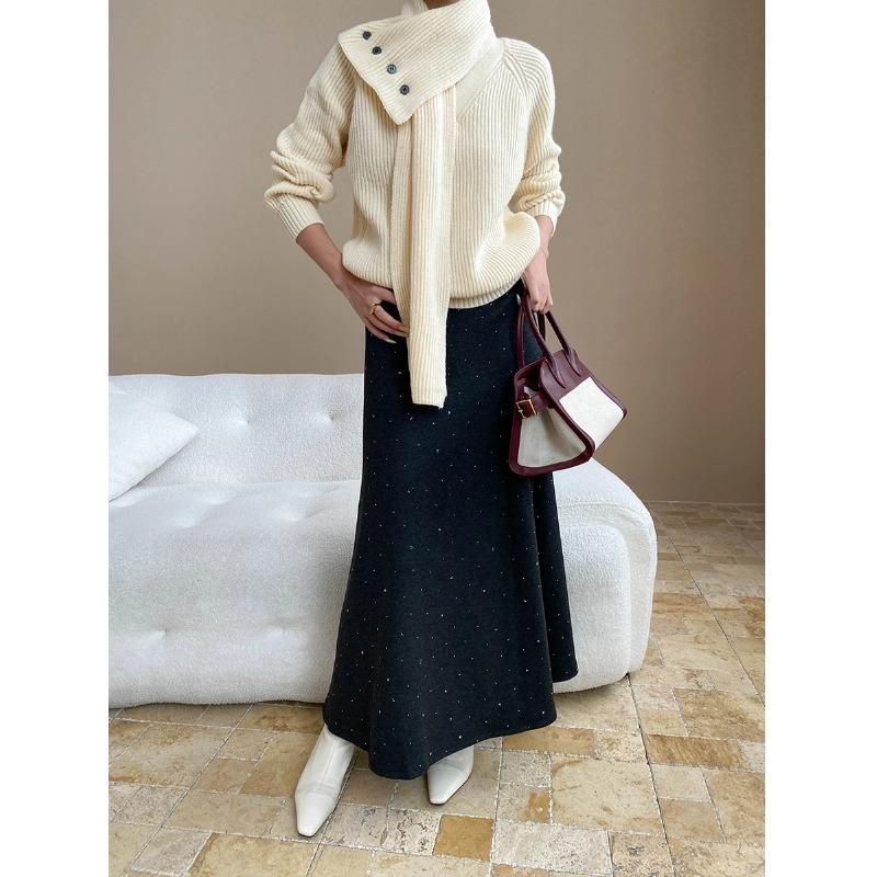 

Женская юбка Sinan с французскими стразами, с высокой талией, А-силуэта, с плюшем, SN8341 Medium темно-серого