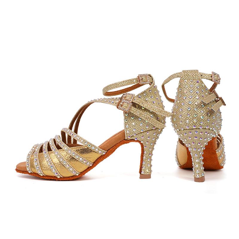 Diamant-Tanzschuhe mit hohem Absatz, glänzend, für lateinamerikanischen Tango, Walzer, elegante Tanzschuhe für Damen