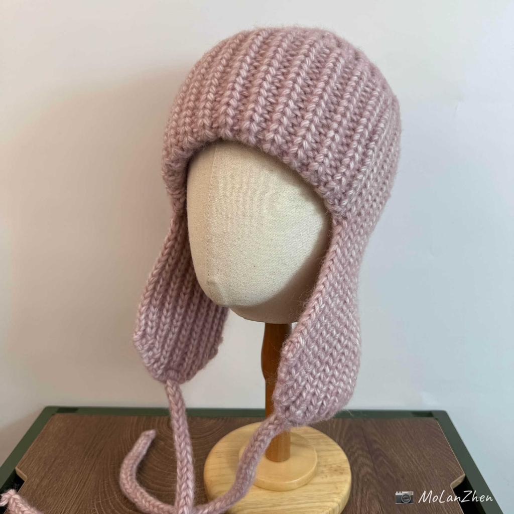Liu Zhimin Coarse Wool Ear Protection Hat Women's Autumn and Winter Flying Hat Balaclava Hat Shows a Small Face Knitted Lei Feng