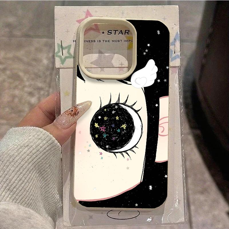 Cartoon Anime Shinning Eyes Cute Phone Case for IPhone 17 16 15 14 13 Pro Max Y2k Girl Glittering Big Eyes Back Phone Cover Capa