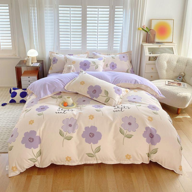 Four-season Universal Four-piece Set, Skin-friendly Cotton Quilt Cover, Bed Sheet, Double Bedding, Dormitory Three-piece Set