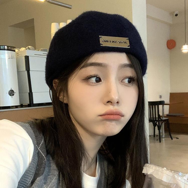 Winter Color Solid Beret Hat For Women With Classic Design Thickened Cap Gift
