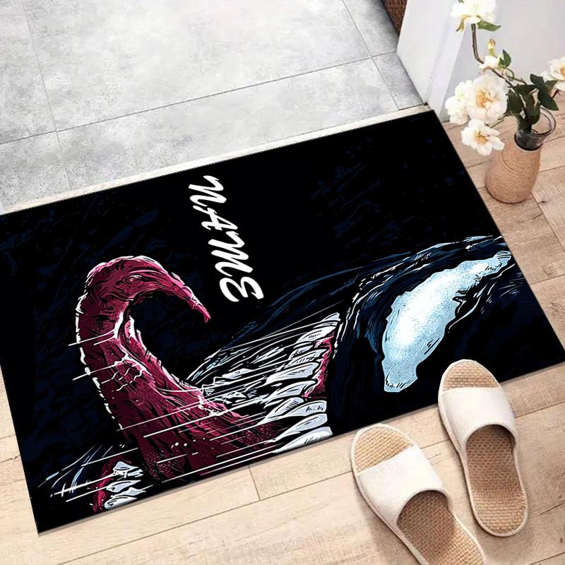 Custom Venom Mat Personalized Name, Polyester Washable Indoor Entryway Rug, Gift for Christmas, Easter, Thanksgiving Day