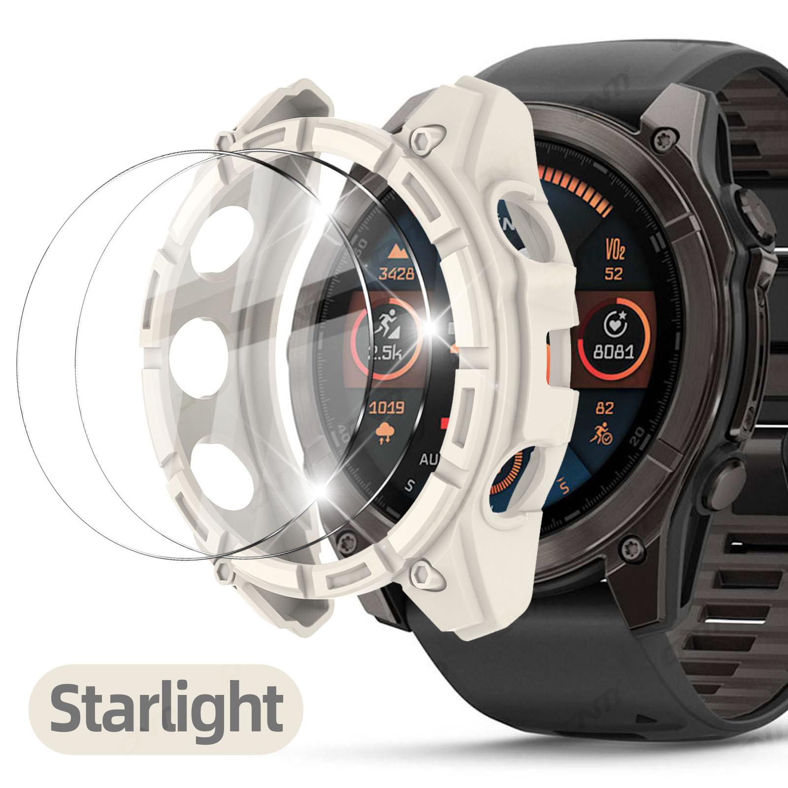 

2-В-1 Скло+Чохол для Garmin Fenix 8 51/47/43мм AMOLED Сонячний Захисник Екрану Загартоване Скло+Бампер Захисна Кришка Аксесуари Fenix 8 43mm AMOLED