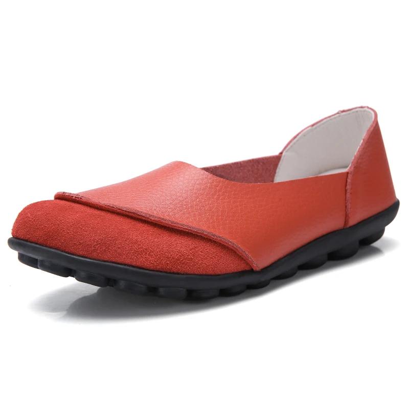Fashion Genuine Leather Casual Bean Shoes Women Lightweight Slip-on Spring Bean Loafers Ladies Non-slip Moccasins Walking Shoes