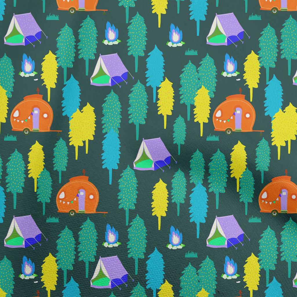 oneOone Cotton Flex Fuschia Pink Fabric Camping Craft Projects Decor Fabric Printed By The Yard 40 Inch