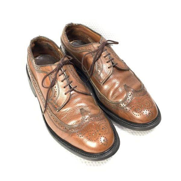 70s-80s USA Made Vintage/Long Wingtip Triple Sole Shoes/9E/26.5-27.0cm/Brown/(USED)