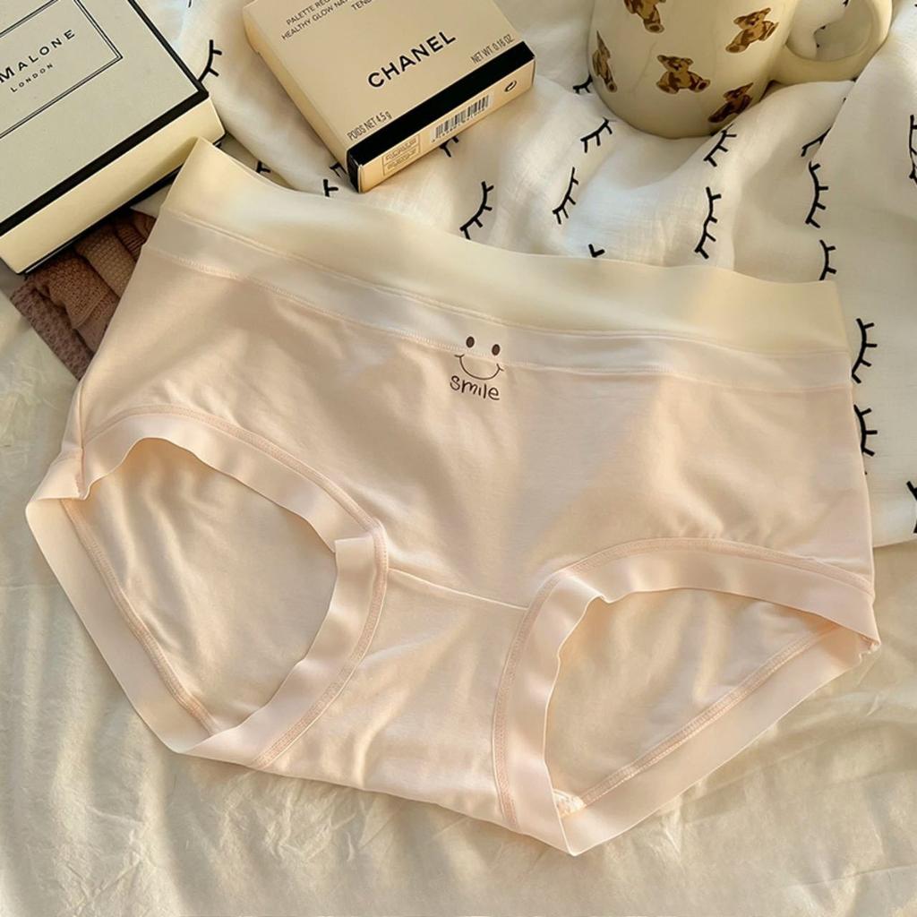 Damen Frühling und Sommer Hübsches Lächelndes Gesicht Reine Baumwolle Antibakteriell Nahtlos Taillen-Dreiecksslip