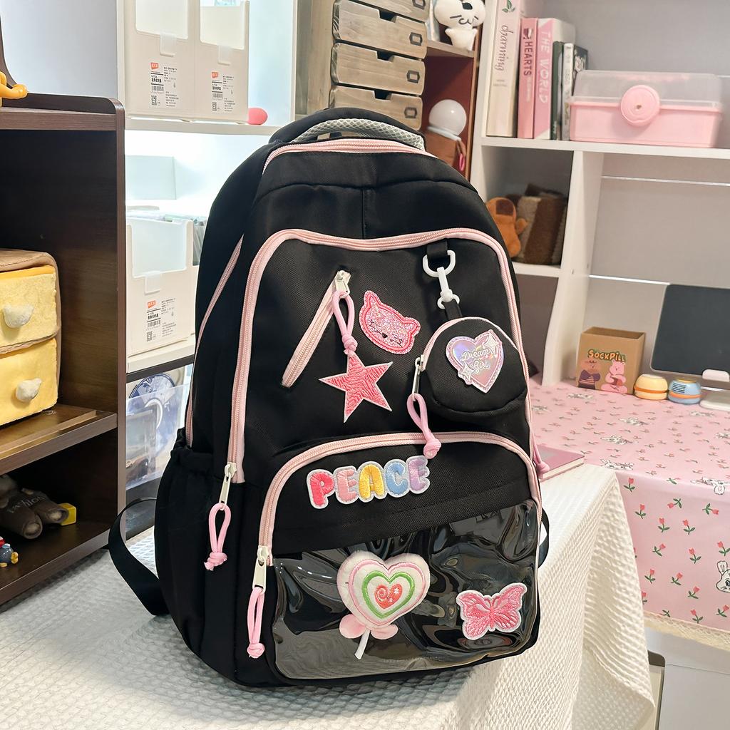 Schoolbag, Japanese-style schoolbag for women, INS style, simple color-blocking, elementary school school pain bag, trendy, fashionable, sweet