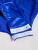 Girls Metallic Gymnastics Leotard Sleeveless Keyhole Back Sheer Mesh Patchwork Sparkling Rhinestone Bodysuit